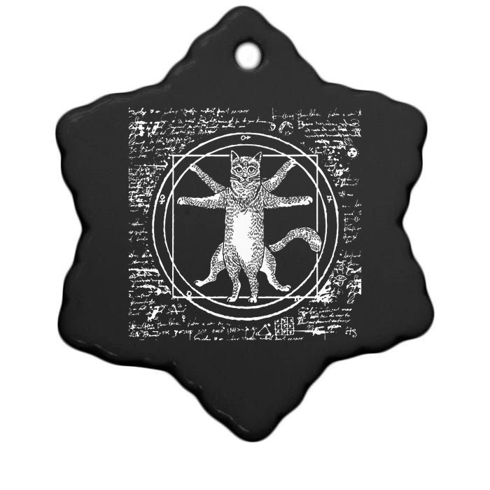 Leonardo Da Vinci Vitruvian Cat Lover Ceramic Star Ornament