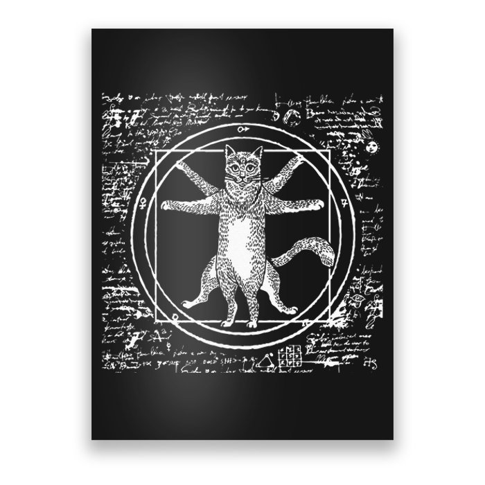 Leonardo Da Vinci Vitruvian Cat Lover Poster