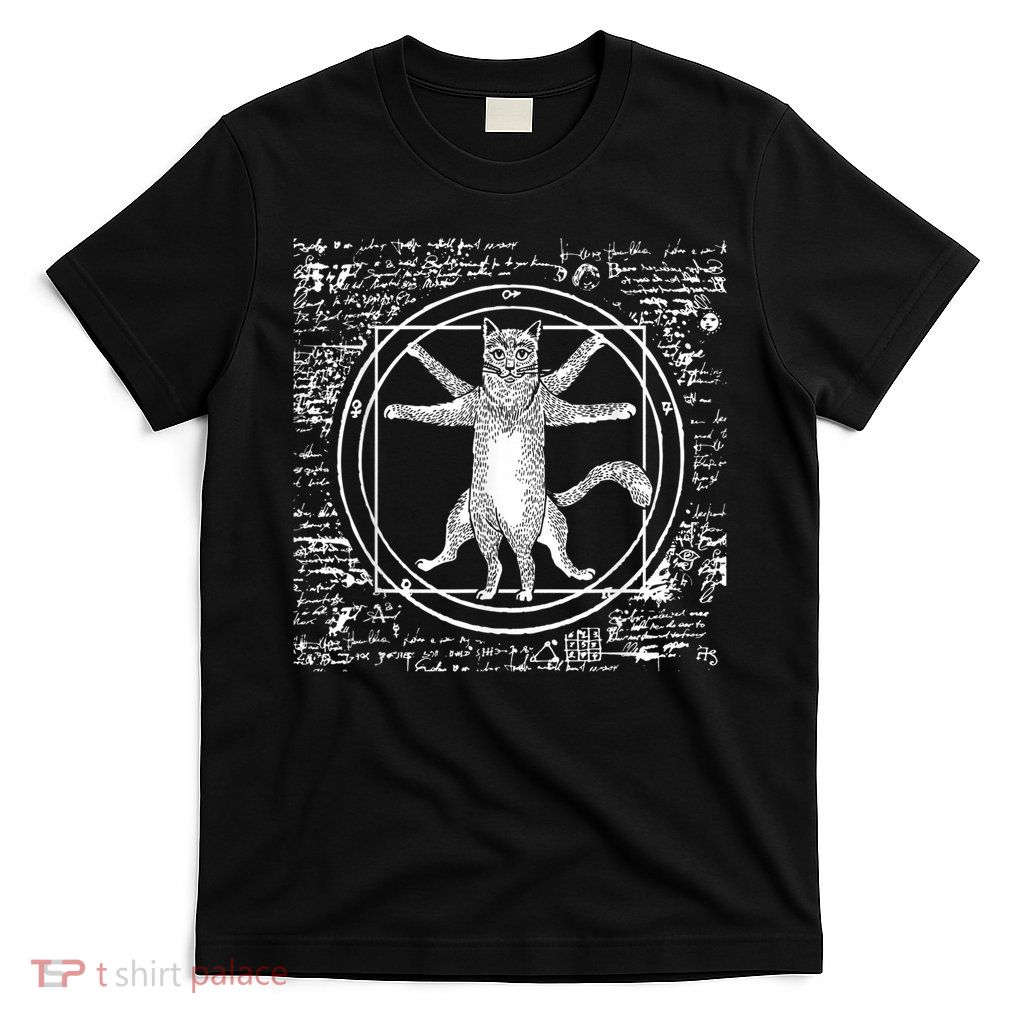 Leonardo Da Vinci Vitruvian Cat Lover T-Shirt