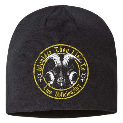 Live Deliciously Vintage Cartoon Goat Sustainable Beanie