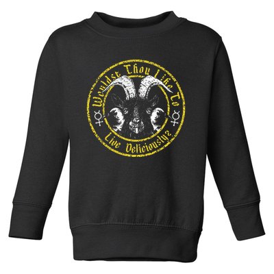 Live Deliciously Vintage Cartoon Goat Toddler Sweatshirt