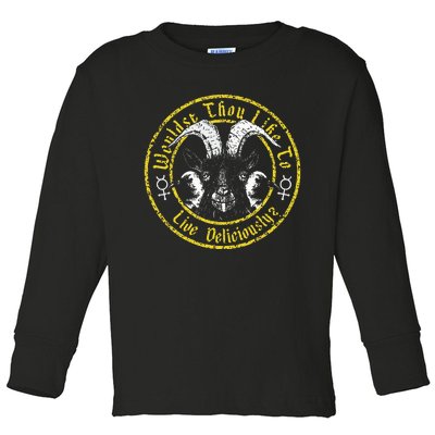 Live Deliciously Vintage Cartoon Goat Toddler Long Sleeve Shirt