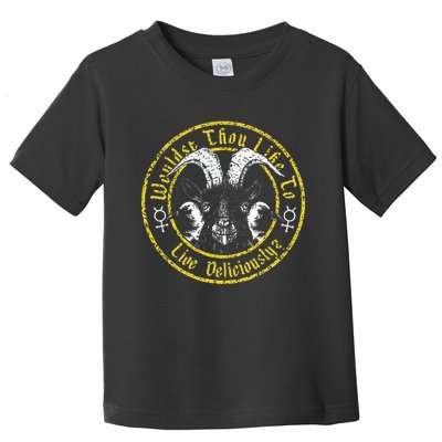 Live Deliciously Vintage Cartoon Goat Toddler T-Shirt