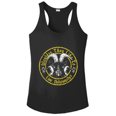 Live Deliciously Vintage Cartoon Goat Black P.H.I.L.L.I.P Ladies PosiCharge Competitor Racerback Tank