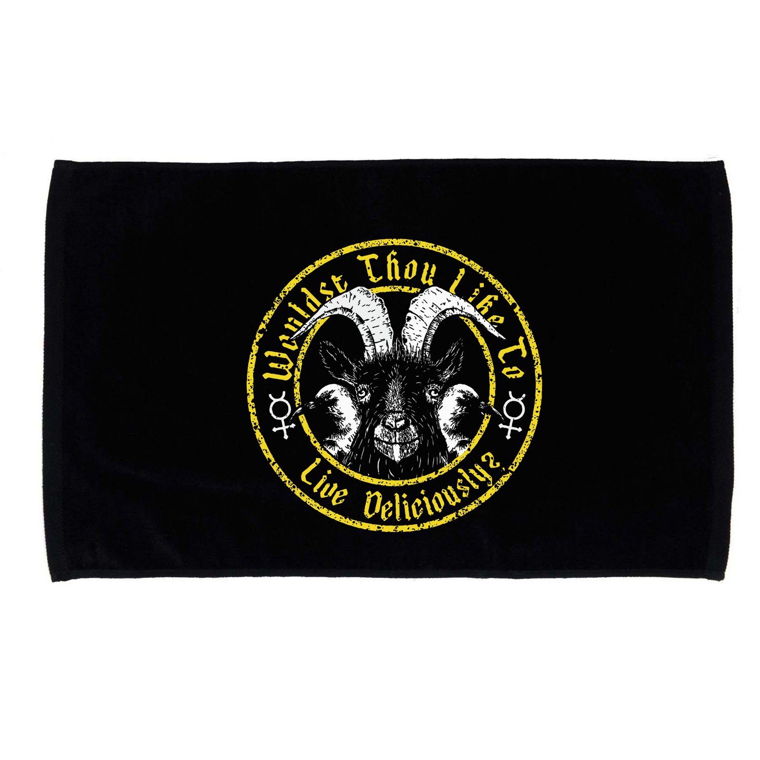 Live Deliciously Vintage Cartoon Goat Black P.H.I.L.L.I.P Microfiber Hand Towel