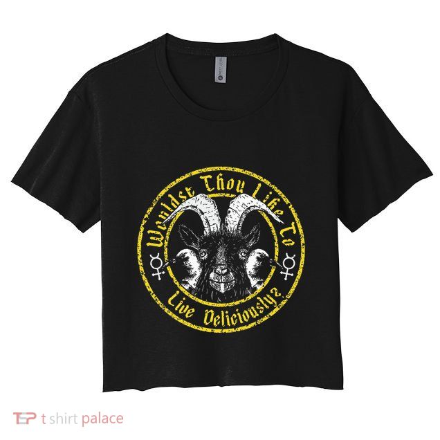 Live Deliciously Vintage Cartoon Goat Black P.H.I.L.L.I.P Crop Top