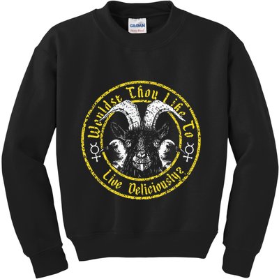 Live Deliciously Vintage Cartoon Goat Black P.H.I.L.L.I.P Kids Sweatshirt