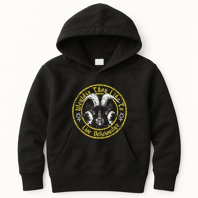 Live Deliciously Vintage Cartoon Goat Black P.H.I.L.L.I.P Kids Hoodie
