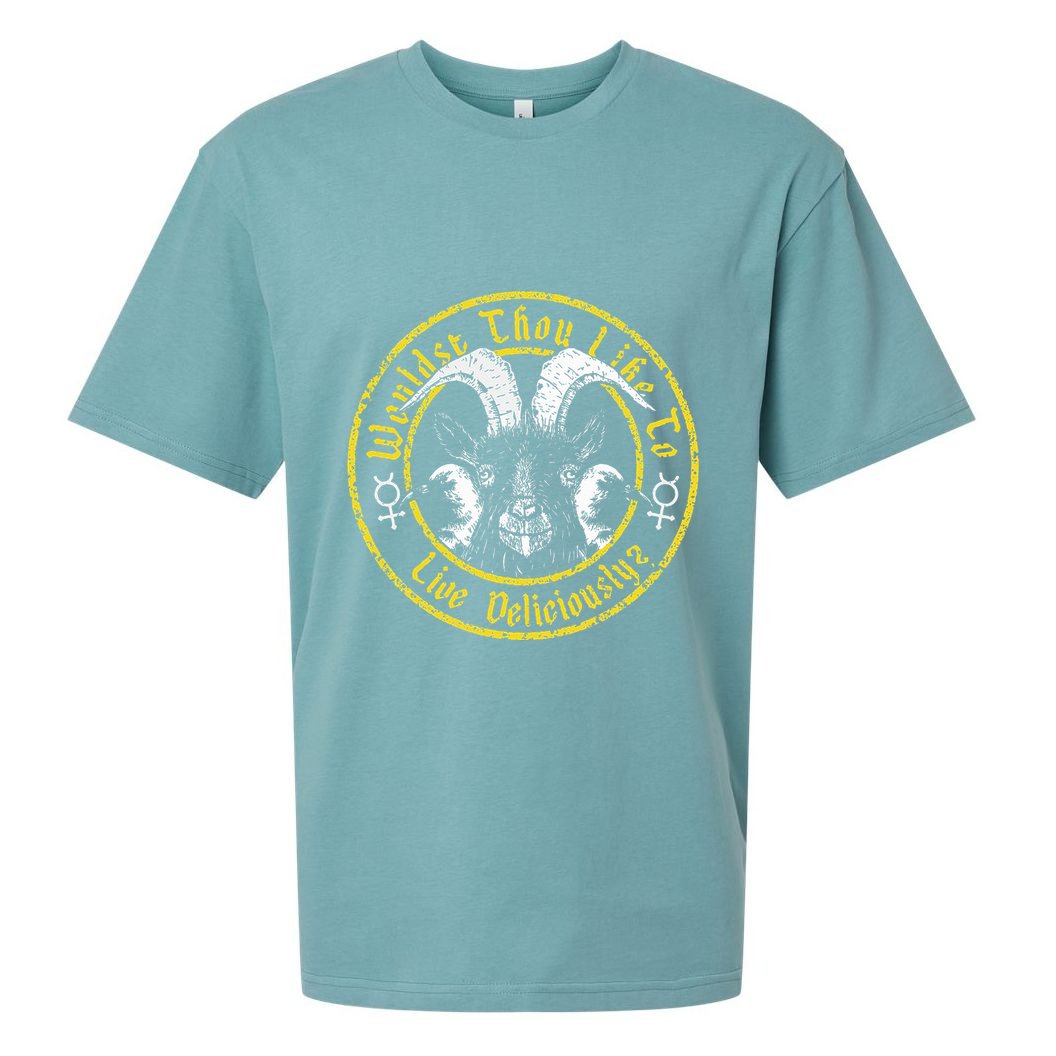 Live Deliciously Vintage Cartoon Goat Black P.H.I.L.L.I.P Sueded Cloud Jersey T-Shirt