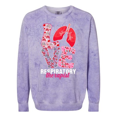 Lung Doctor ValentineS Day Love Heart Respiratory Therapist Colorblast Crewneck Sweatshirt