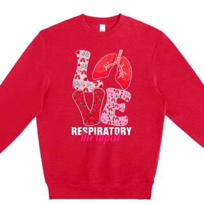 Lung Doctor ValentineS Day Love Heart Respiratory Therapist Premium Crewneck Sweatshirt