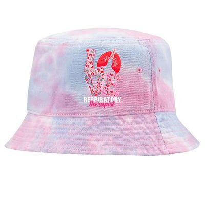 Lung Doctor ValentineS Day Love Heart Respiratory Therapist Tie-Dyed Bucket Hat