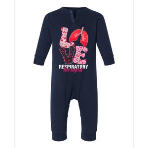 Lung Doctor ValentineS Day Love Heart Respiratory Therapist Infant Fleece One Piece