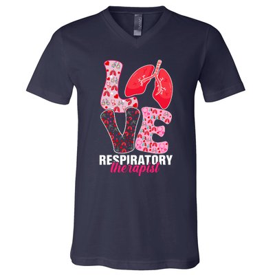 Lung Doctor ValentineS Day Love Heart Respiratory Therapist V-Neck T-Shirt