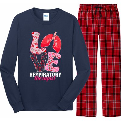 Lung Doctor ValentineS Day Love Heart Respiratory Therapist Long Sleeve Pajama Set