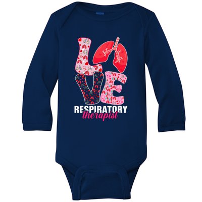 Lung Doctor ValentineS Day Love Heart Respiratory Therapist Baby Long Sleeve Bodysuit