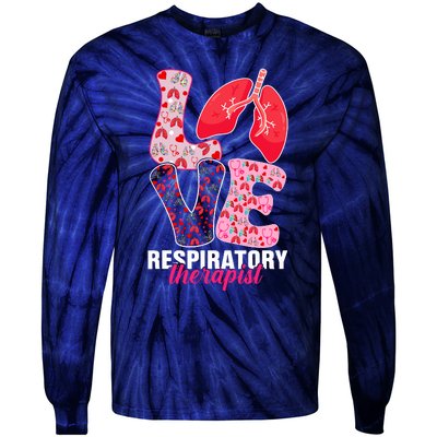 Lung Doctor ValentineS Day Love Heart Respiratory Therapist Tie-Dye Long Sleeve Shirt