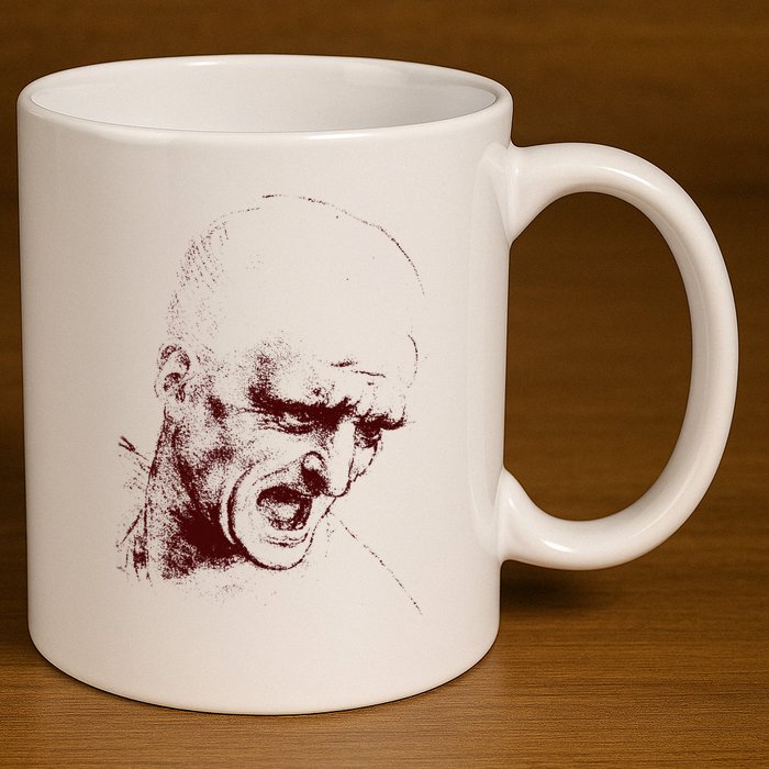 Leonardo Da Vinci Shouting Soldier 11oz C Handle Ceramic Mug