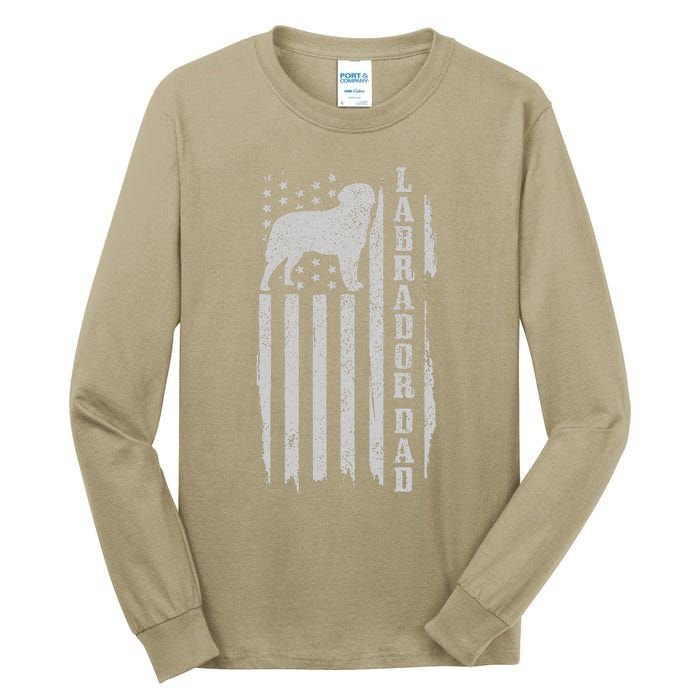 Labrador Dad Vintage American Flag Tall Long Sleeve T-Shirt