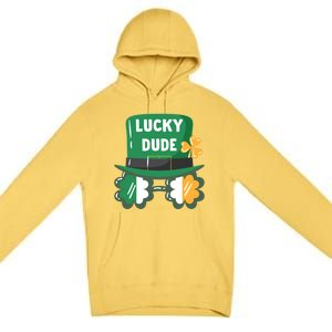 Lucky Dude With Shamrock Sunglasses Funny St Patrick's Day Cool Gift Premium Pullover Hoodie