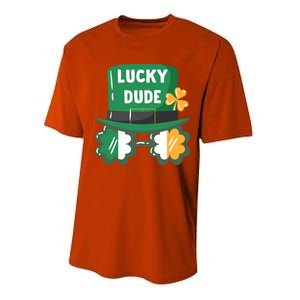 Lucky Dude With Shamrock Sunglasses Funny St Patrick's Day Cool Gift Performance Sprint T-Shirt