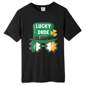 Lucky Dude With Shamrock Sunglasses Funny St Patrick's Day Cool Gift Tall Fusion ChromaSoft Performance T-Shirt