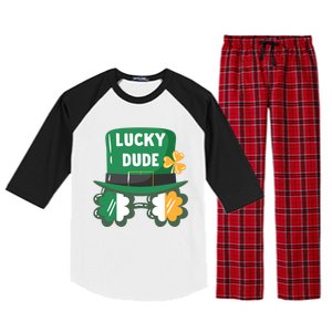 Lucky Dude With Shamrock Sunglasses Funny St Patrick's Day Cool Gift Raglan Sleeve Pajama Set