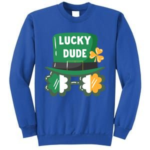 Lucky Dude With Shamrock Sunglasses Funny St Patrick's Day Cool Gift Sweatshirt