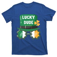 Lucky Dude With Shamrock Sunglasses Funny St Patrick's Day Cool Gift T-Shirt