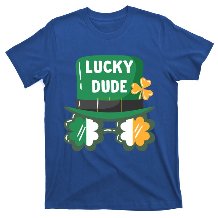 Lucky Dude With Shamrock Sunglasses Funny St Patrick's Day Cool Gift T-Shirt