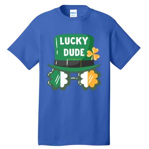 Lucky Dude With Shamrock Sunglasses Funny St Patrick's Day Cool Gift Tall T-Shirt