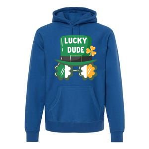 Lucky Dude With Shamrock Sunglasses Funny St Patrick's Day Cool Gift Premium Hoodie