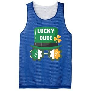 Lucky Dude With Shamrock Sunglasses Funny St Patrick's Day Cool Gift Mesh Reversible Basketball Jersey Tank