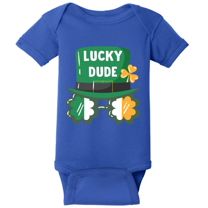 Lucky Dude With Shamrock Sunglasses Funny St Patrick's Day Cool Gift Baby Bodysuit