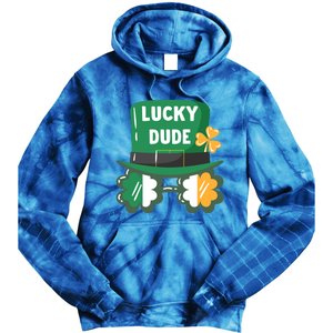 Lucky Dude With Shamrock Sunglasses Funny St Patrick's Day Cool Gift Tie Dye Hoodie