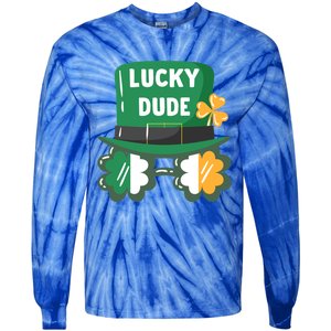 Lucky Dude With Shamrock Sunglasses Funny St Patrick's Day Cool Gift Tie-Dye Long Sleeve Shirt