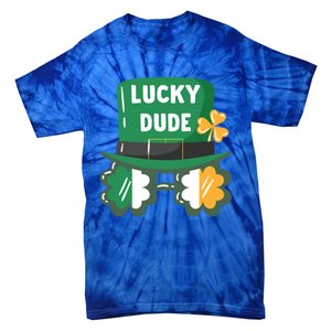 Lucky Dude With Shamrock Sunglasses Funny St Patrick's Day Cool Gift Tie-Dye T-Shirt