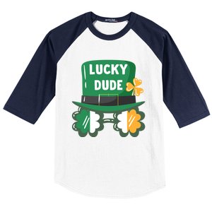 Lucky Dude With Shamrock Sunglasses Funny St Patrick's Day Cool Gift Baseball Sleeve Shirt