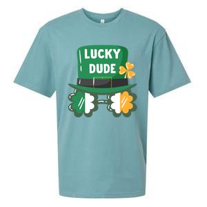 Lucky Dude With Shamrock Sunglasses Funny St Patrick's Day Cool Gift Sueded Cloud Jersey T-Shirt