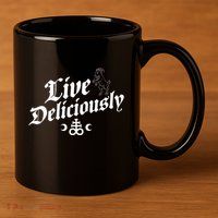 Live Deliciously Witchcraft Occult 11oz C Handle Ceramic Mug