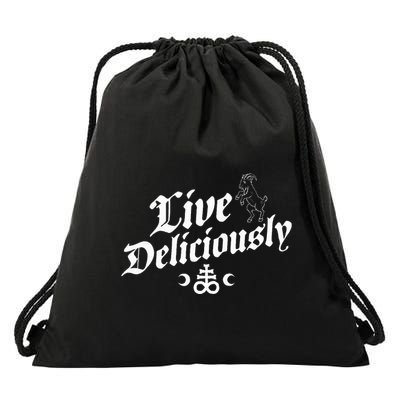Live Deliciously Witchcraft Occult Drawstring Bag