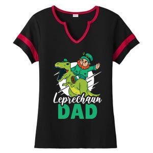 Leprechaun Dad With A Dinosaur Or Trex For St Patrick's Day Gift Ladies Halftime Notch Neck Tee