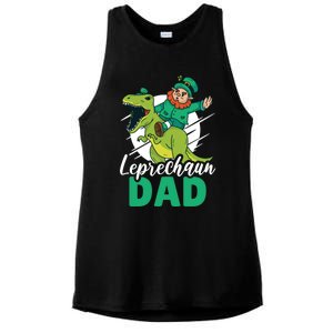 Leprechaun Dad With A Dinosaur Or Trex For St Patrick's Day Gift Ladies PosiCharge Tri-Blend Wicking Tank