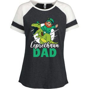 Leprechaun Dad With A Dinosaur Or Trex For St Patrick's Day Gift Enza Ladies Jersey Colorblock Tee