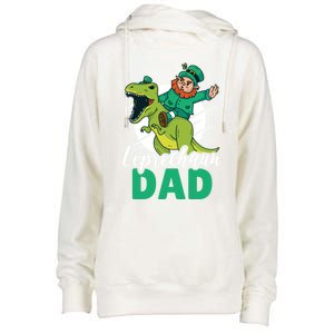 Leprechaun Dad With A Dinosaur Or Trex For St Patrick's Day Gift Womens Funnel Neck Pullover Hood