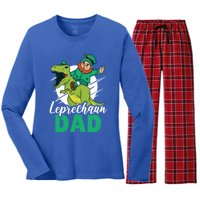 Leprechaun Dad With A Dinosaur Or Trex For St Patrick's Day Gift Women's Long Sleeve Flannel Pajama Set 