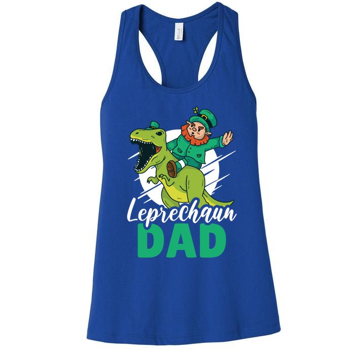 Leprechaun Dad With A Dinosaur Or Trex For St Patrick's Day Gift Women's Racerback Tank