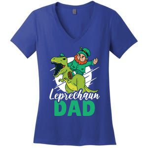 Leprechaun Dad With A Dinosaur Or Trex For St Patrick's Day Gift Women's V-Neck T-Shirt