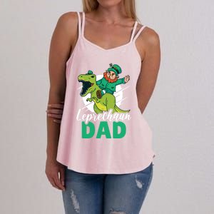 Leprechaun Dad With A Dinosaur Or Trex For St Patrick's Day Gift Women's Strappy Tank