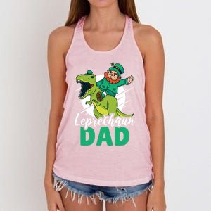 Leprechaun Dad With A Dinosaur Or Trex For St Patrick's Day Gift Women's Knotted Racerback Tank